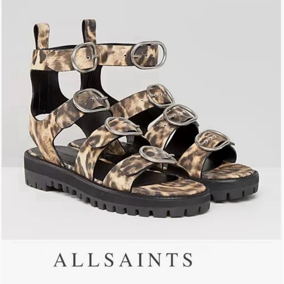 ALLSAINTS | Gladiator Raquel | Leopard Print Sandals | Size 9 - Picture 15 of 16